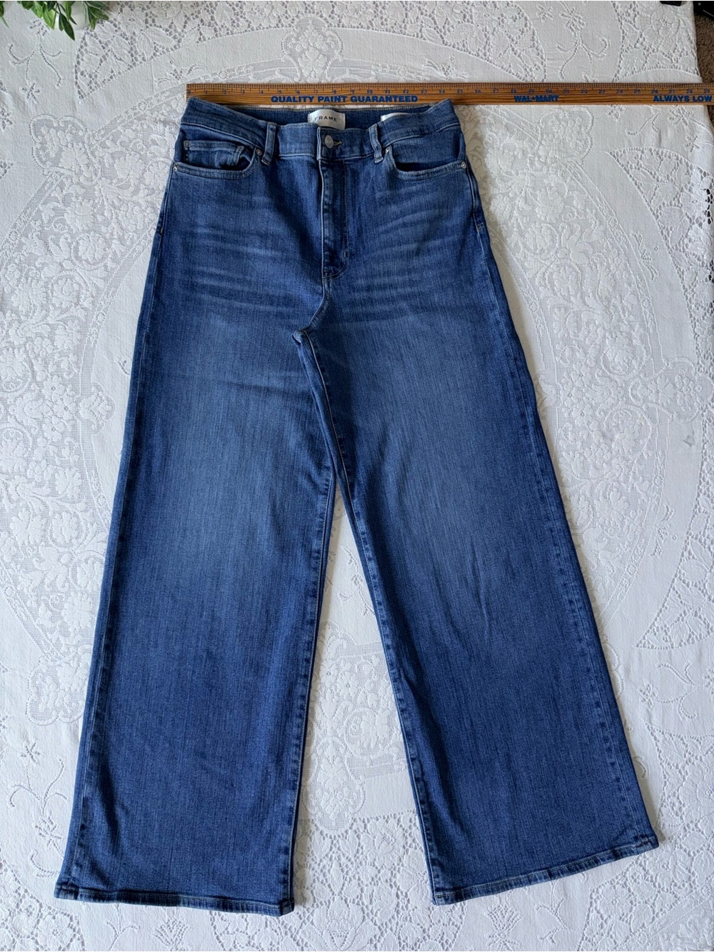 FRAME Le Slim Palazzo High Rise Wide Leg Jeans Drizzle Wash Women’s Size 30